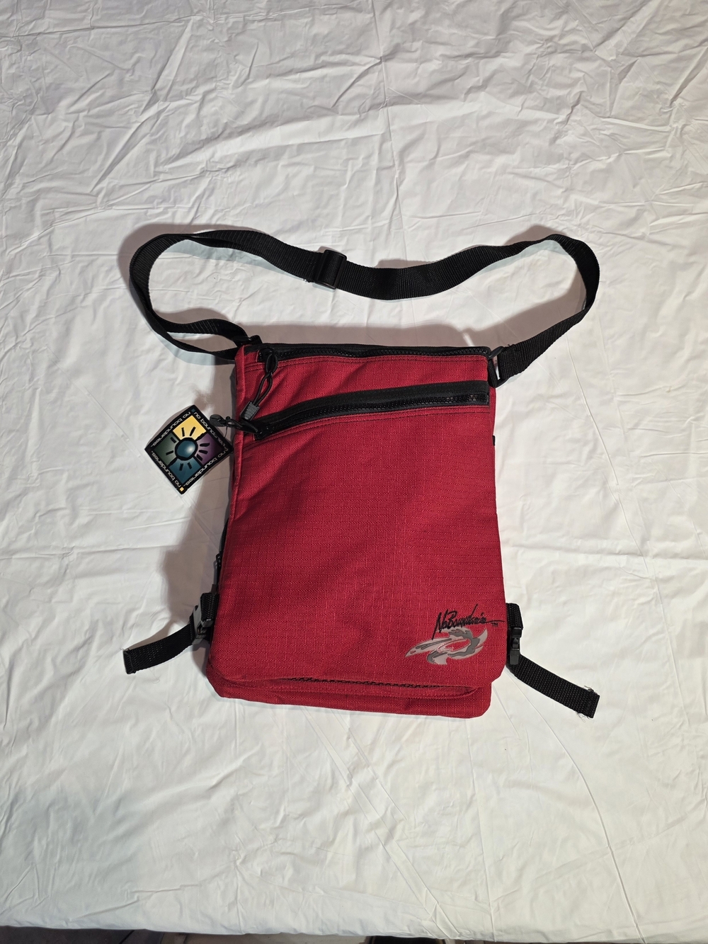 Red Crossbody Messenger Bag with Adjustable Strap